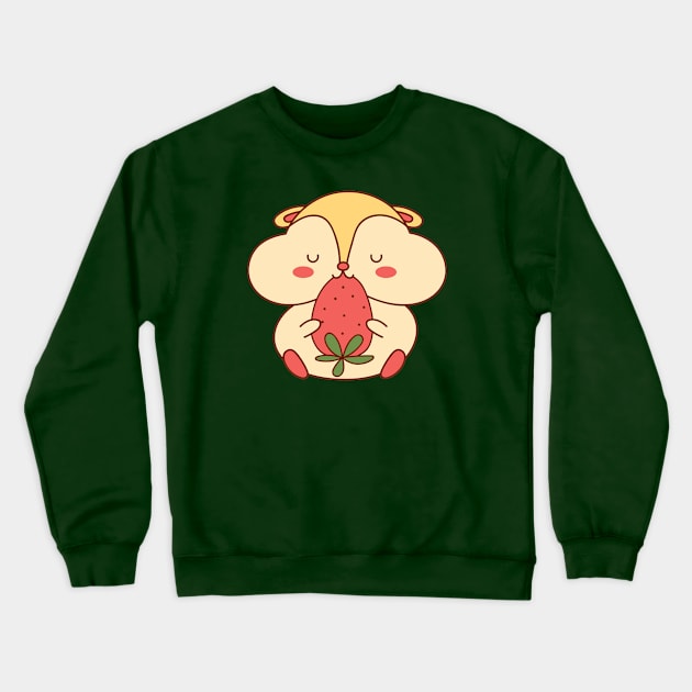 Cute hamster eating strawberry Crewneck Sweatshirt by Sticker deck